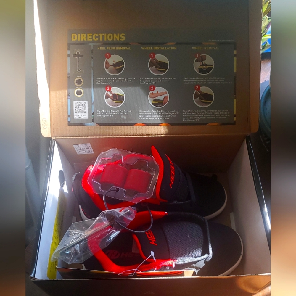 Heelys, red and black, youth size 1, NIB, never worn, NWT